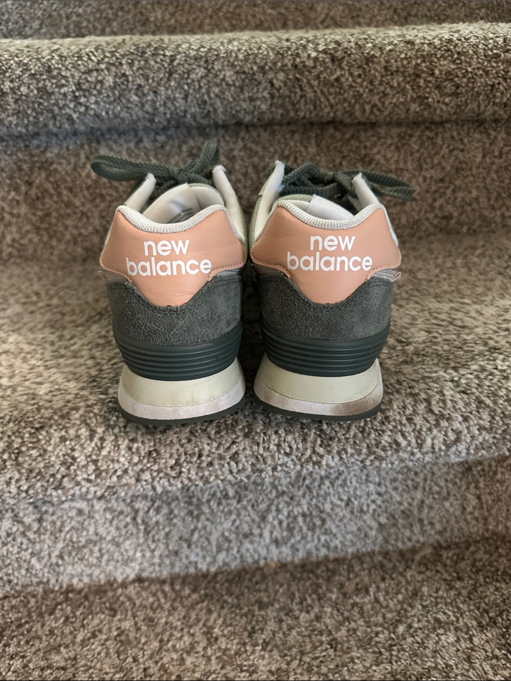 New Balance Women's Sneaker in Olive Green and Blush - Picture 6 of 11